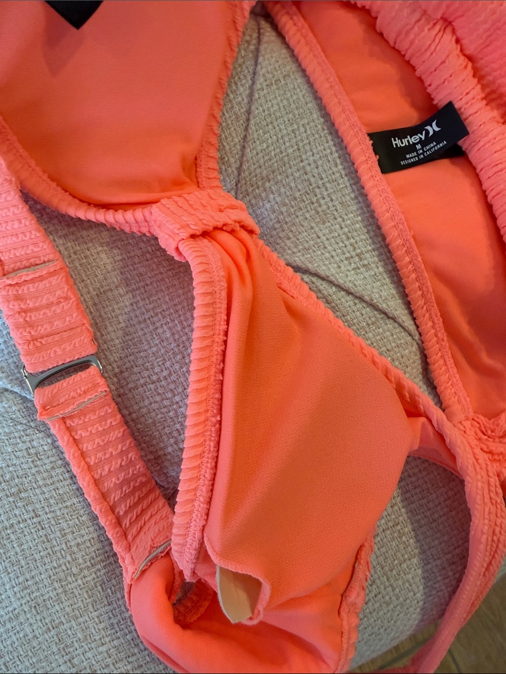 Hurley Coral-Orange Ribbed Knot Bikini Set - Picture 5 of 9